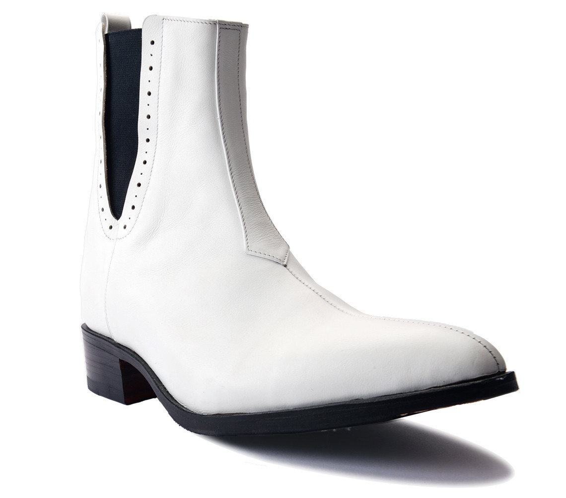 white cuban heel boots