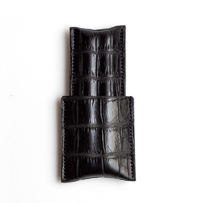 Leather Cigar Case 1/3 Black Croc の画像
