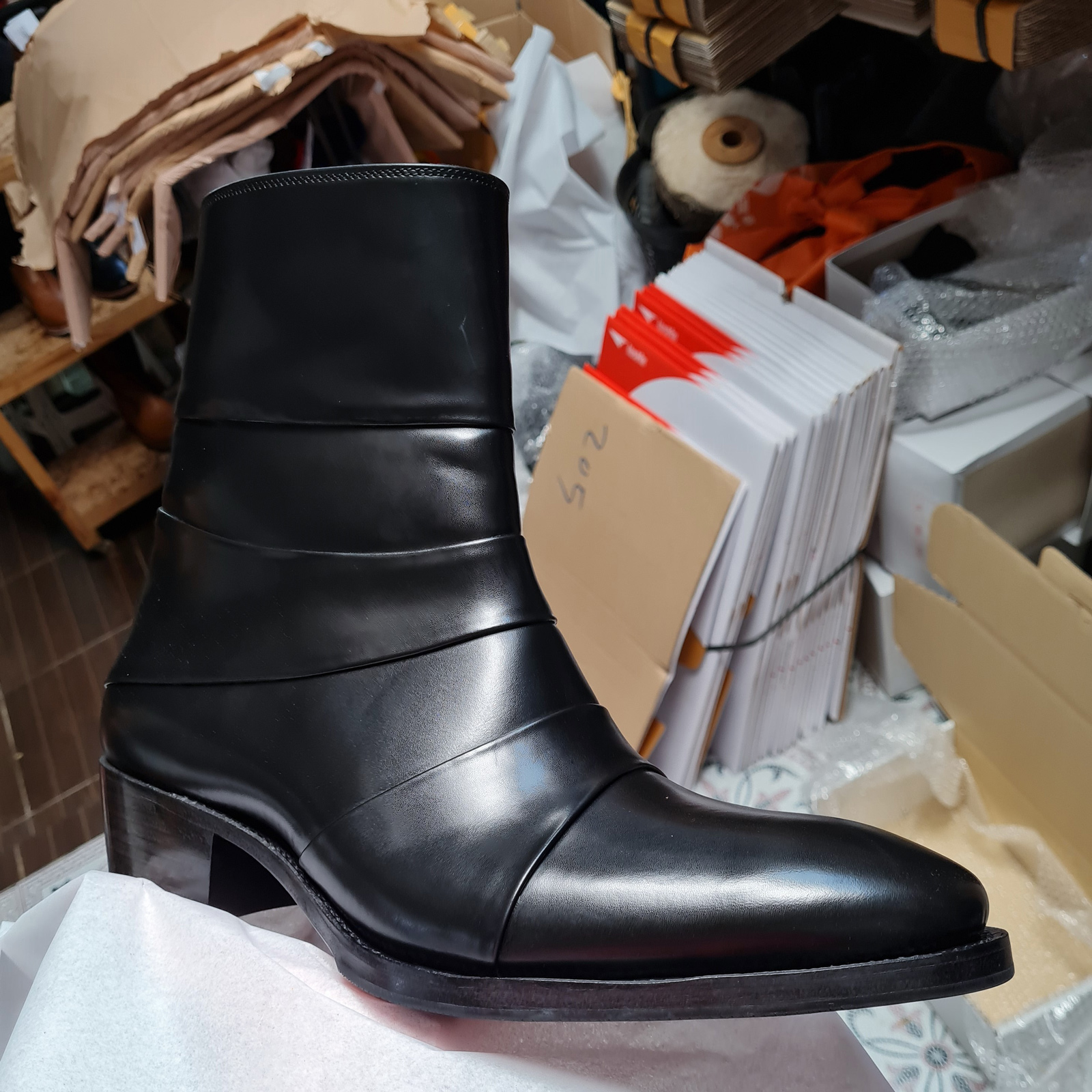 Production photos of elevator shoes and bespoke shoes - Don's Footwear